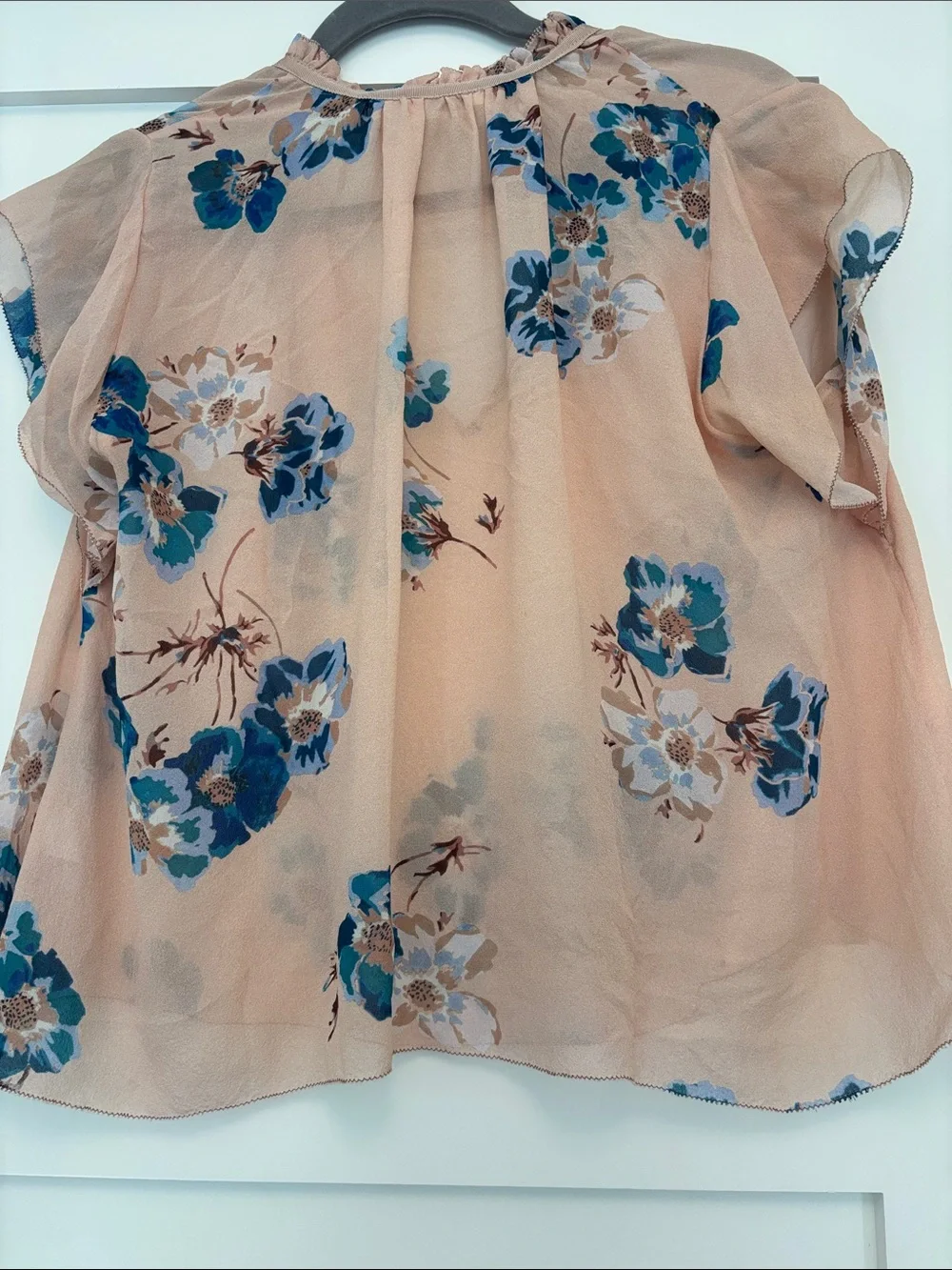 Ulla Johnson Silk Floral Blouse with Tie Neck